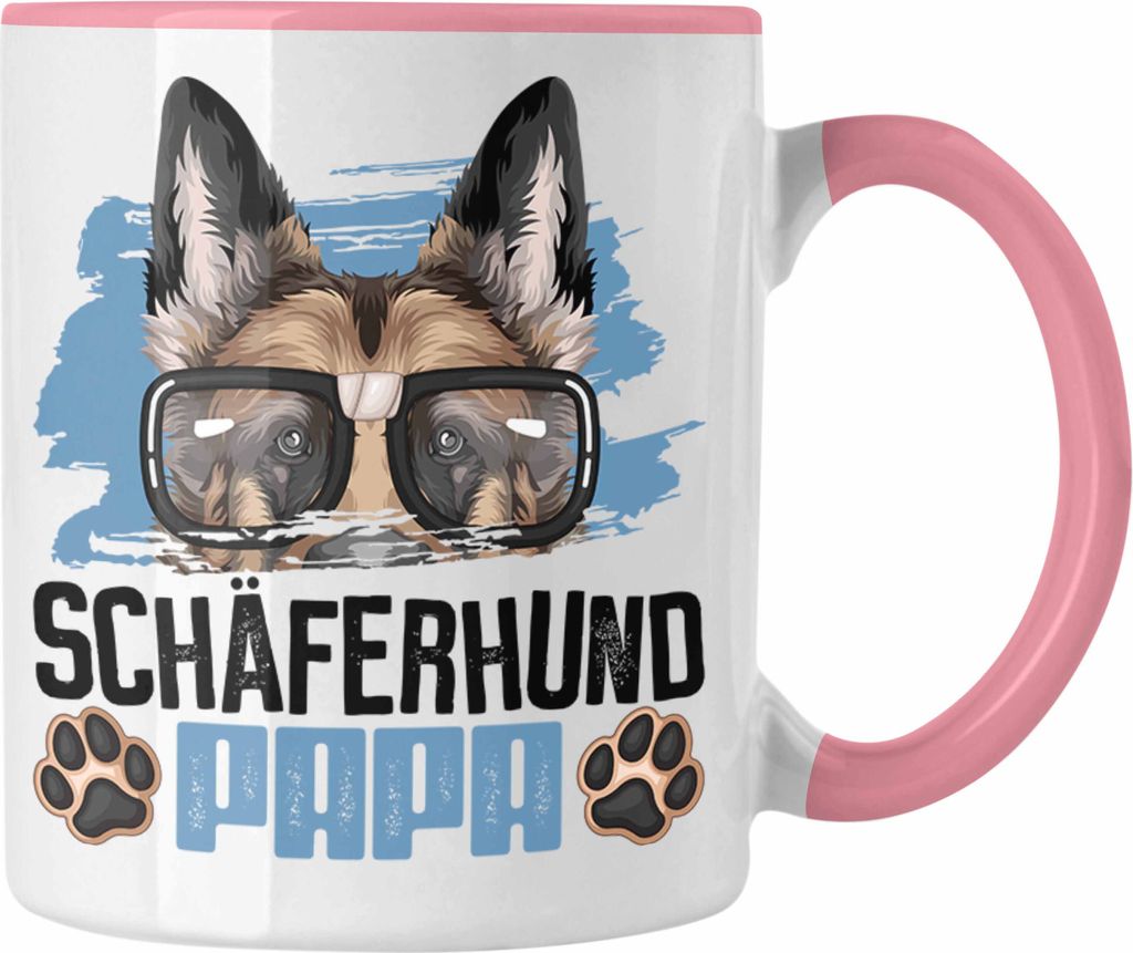 Trendation - Schäferhund Papa Besitzer Tasse Geschenk Lustiger Spruch Geschenkidee Schäferhund Liebhaber (Rosa)