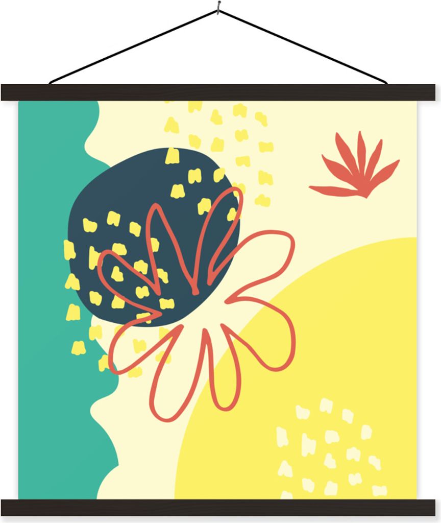 MuchoWow Textilposter Sommer - Blume - Abstrakt 40x40 cm mit schwarzem Rahmen - Fotos