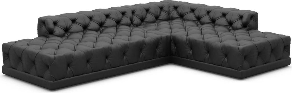 Echtleder L-Form Lounge Sofa Meliva Schwarz Rechts