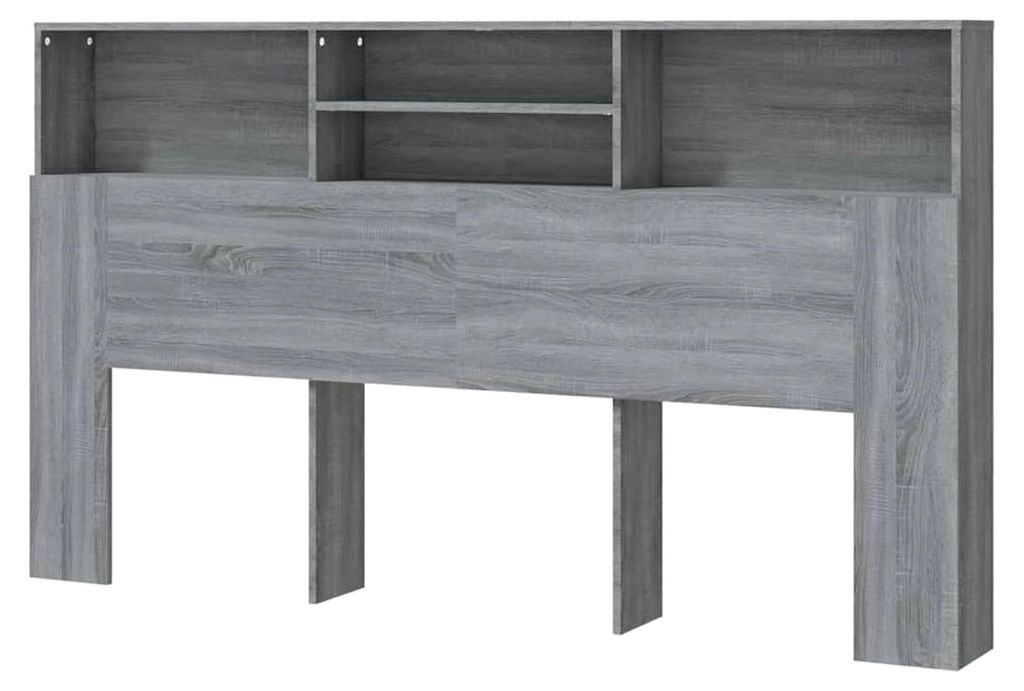 Kopfteil mit Ablagen und Regal - Wand-Kopfteil für das Schlafzimmer - Grau Sonoma 180x19x103,5cm