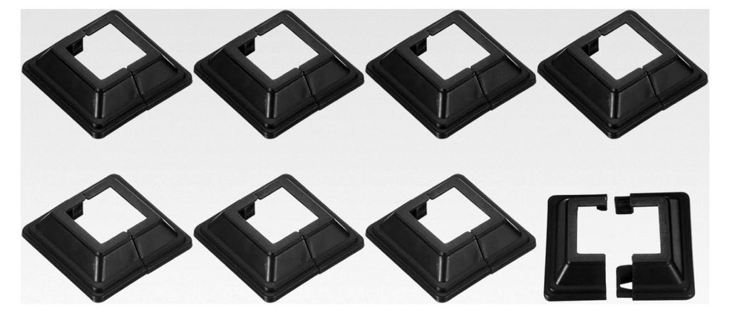 Pfostenverkleidung, 8 Stück 32x32mm Kunststoff-Spalt-Stil Pfostenbasisabdeckung für Zaun, Treppengeländer, Veranda, 72x72mm (Gesamtgröße)