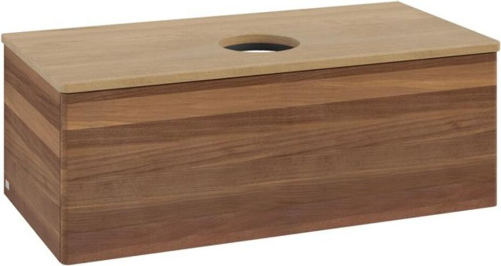 V&B Waschtischunterschrank ohne Frontstruktur, mit Beleuchtung Antao 100x36x50cm, WBP-farbe hon. Oa, w. wal