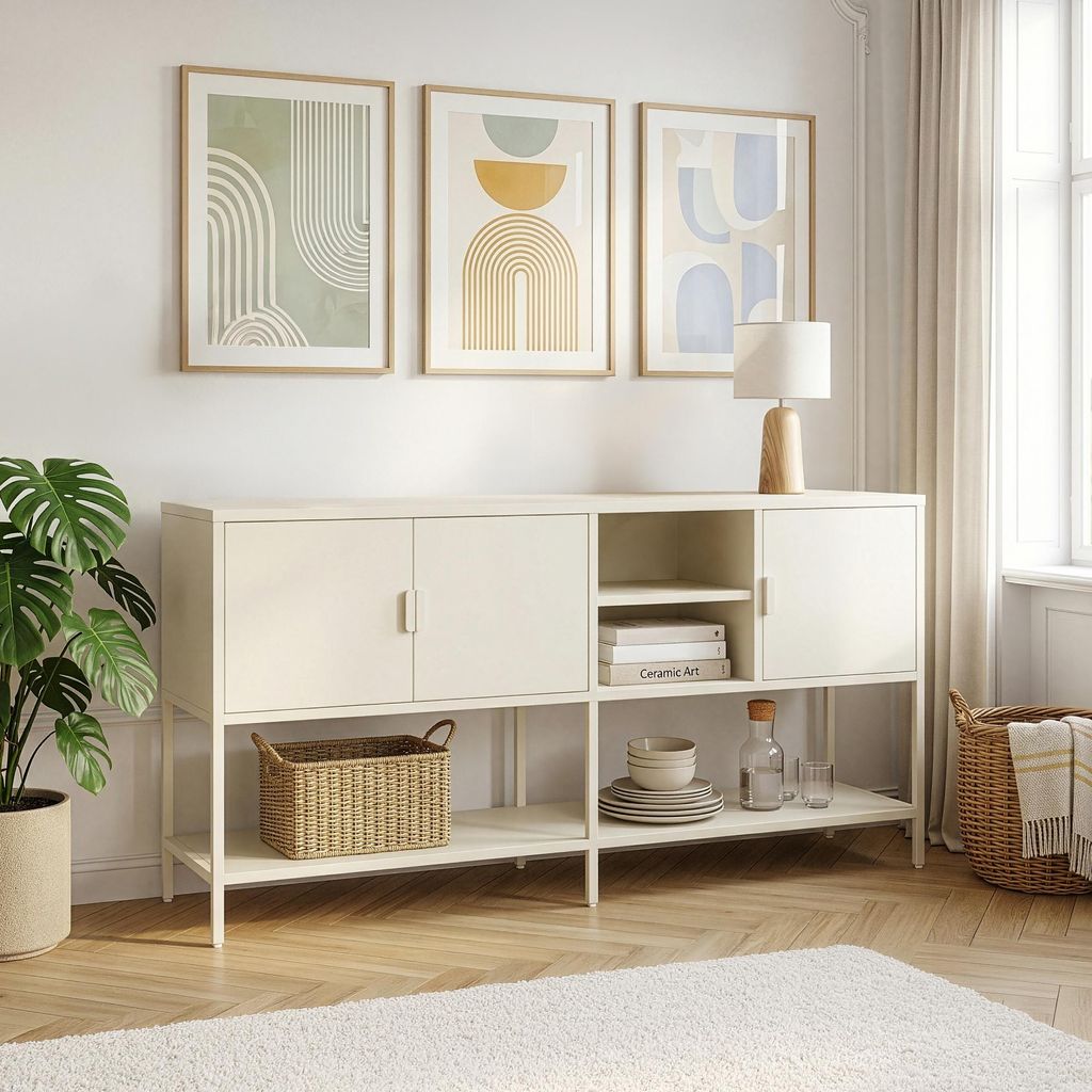 Sideboard 'Kliri' mit 3 Türen Stahl 160 x 40 x 80 cm Produktbild 