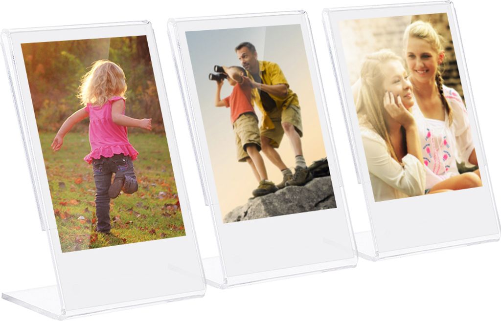 3'' L-Form Acryl Fotorahmen Transparent Mini Stand fuer Fujifilm Instax Mini 8 8+ 70 7s 90 25 26 50s 9 SP-1 SP-2 Film, 3er Pack