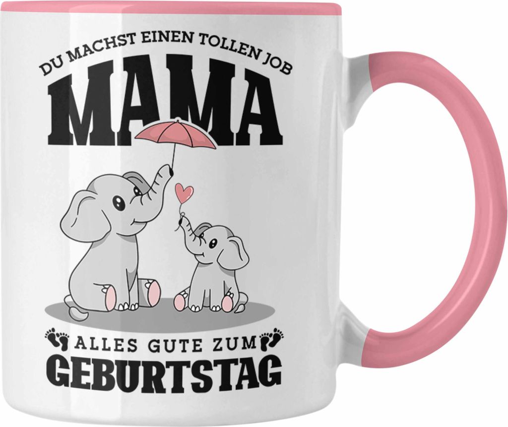 Trendation - Tasse Mama Mutter Geburtstag Geschenk für Mama von Tochter Sohn (Rosa)