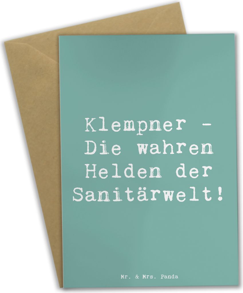 Mr. & Mrs. Panda Grußkarte Spruch Klempner Helden - Produktbild 