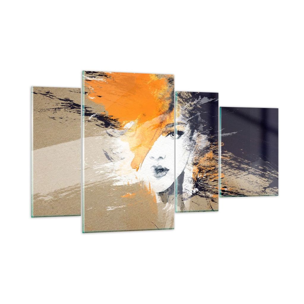 Bilder auf glas - Abstraktion Frau - 120x70cm - Glasbilder - Wandbilder - Kunstdruck - zum Aufhängen bereit - Wanddekoration aus Glas - Glas Bilde...