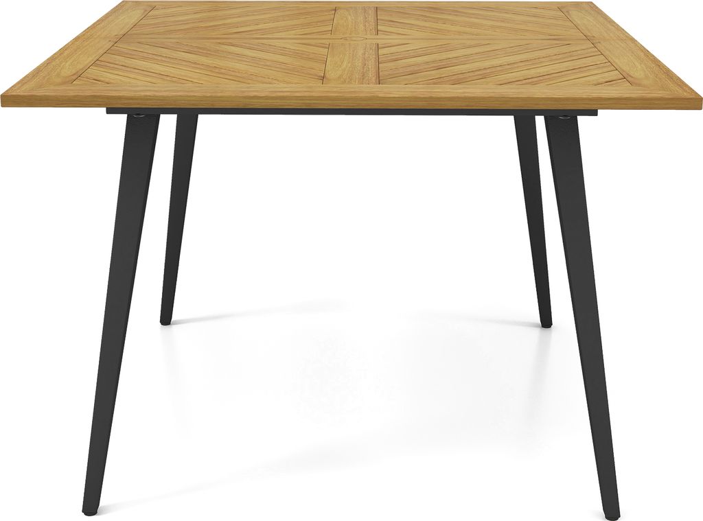 COSTWAY Gartentisch 107x107cm, quadratischer Terrassentisch aus Akazienholz mit Schirmloch für 4 Personen, Balkontisch, Outdoor-Esstisch