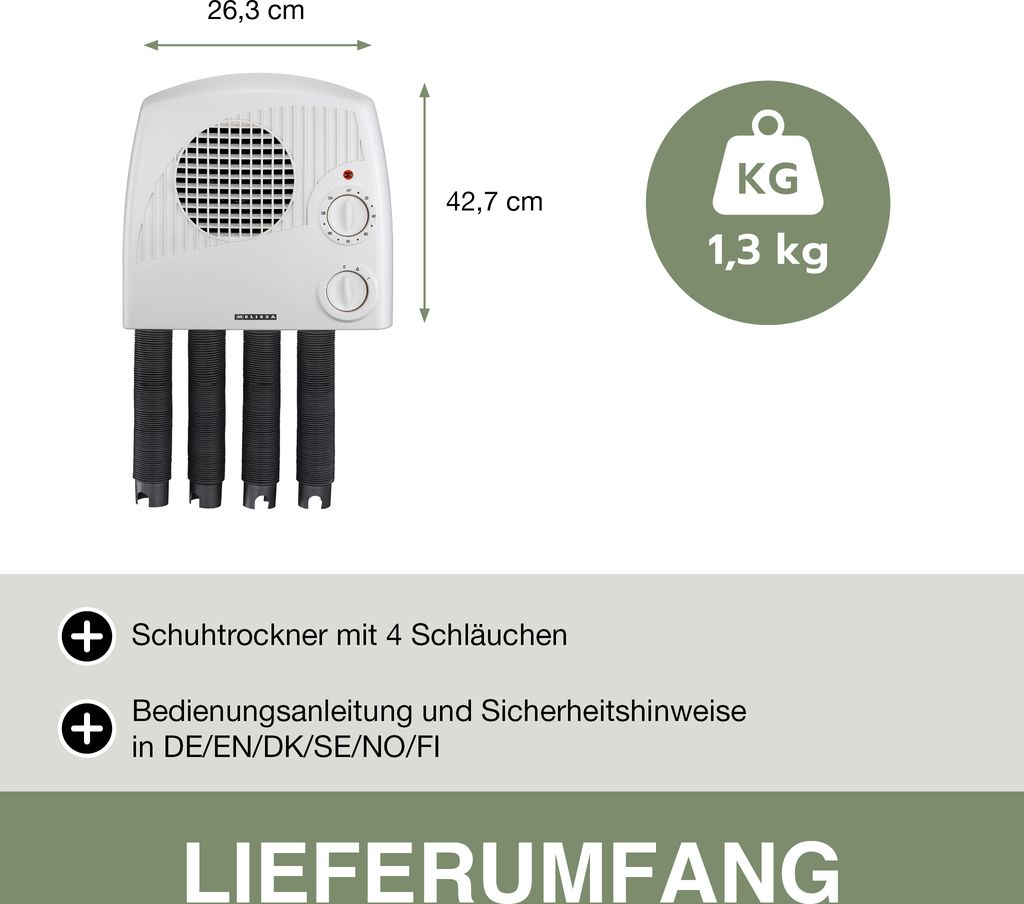 Melissa 16540012 - Schuhtrockner mit vier Schläuchen, 350W, Produktbild 8