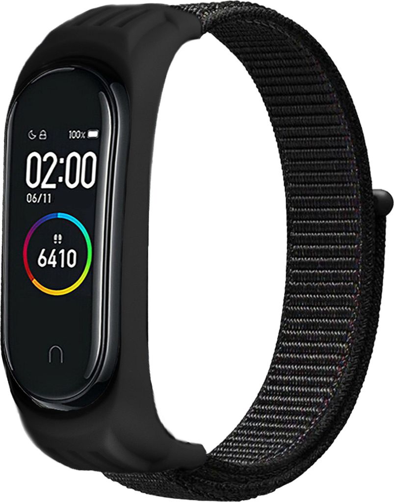 Strap-it Xiaomi Mi Band 5 Armband Nylon (Schwarz) Produktbild 