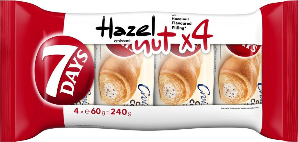 7Days croissanty lískooříšková krémová náplň 4x60g balení Obrázek produktu 