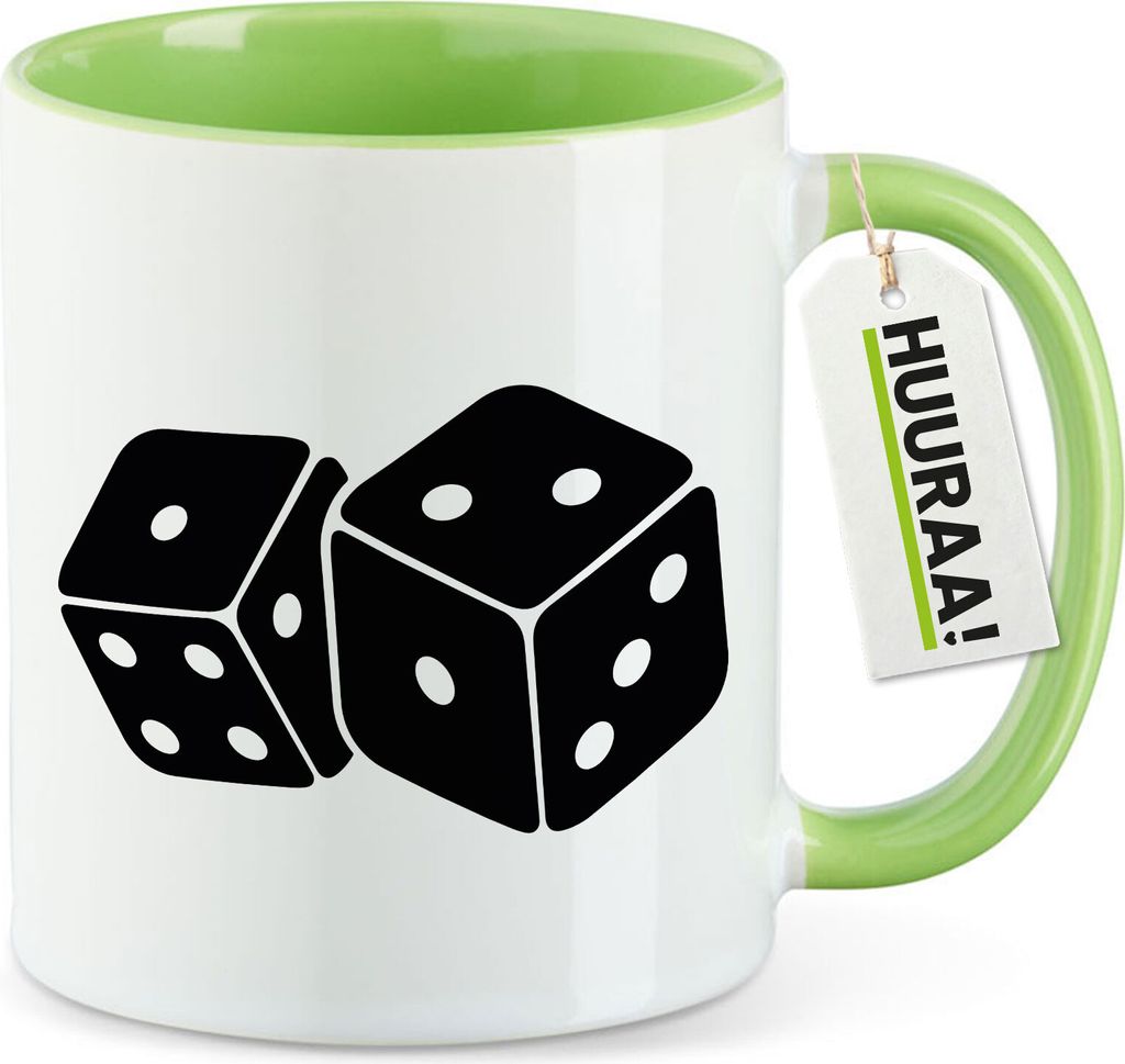 Huuraa Kaffeebecher Würfel Dice Geschenk 330ml Grün Würfel Mitbringsel