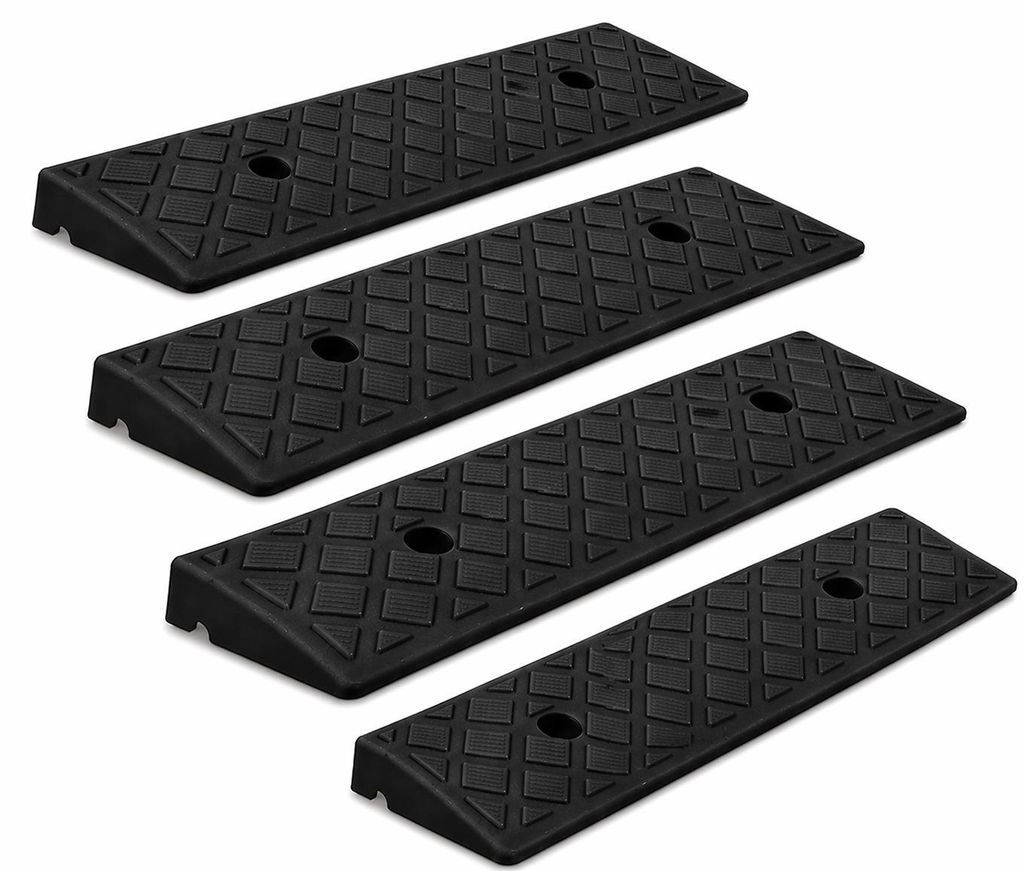 4 Stück Auffahrrampe 50x22x4 cm – Bordsteinrampe Kunststoff schwarz – Auffahrhilfe für Auto, Motorrad, Rollstuhl & Anhänger