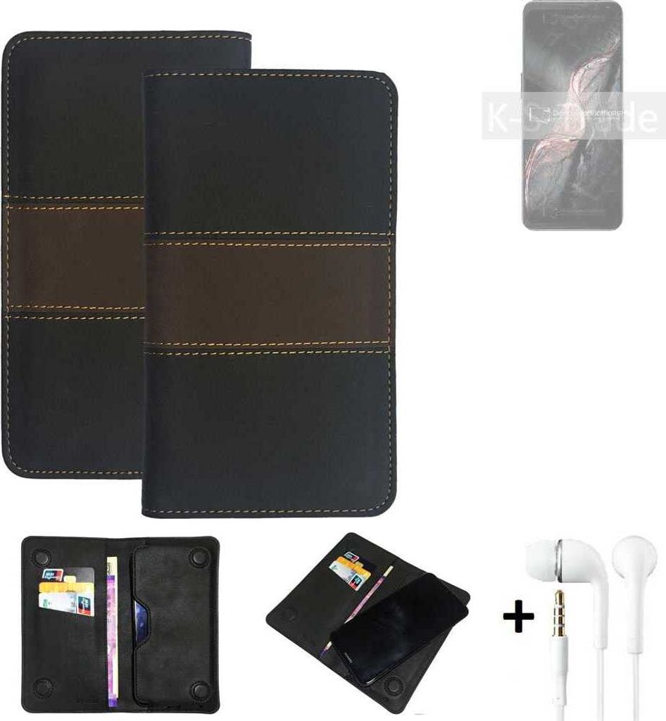 K-S-Trade Handyhülle + Kopfhörer kompatibel mit Lenovo Legion Y90 Schutzhülle Walletcase Bookstyle Tasche Schutz Case Hülle Wallet Cover