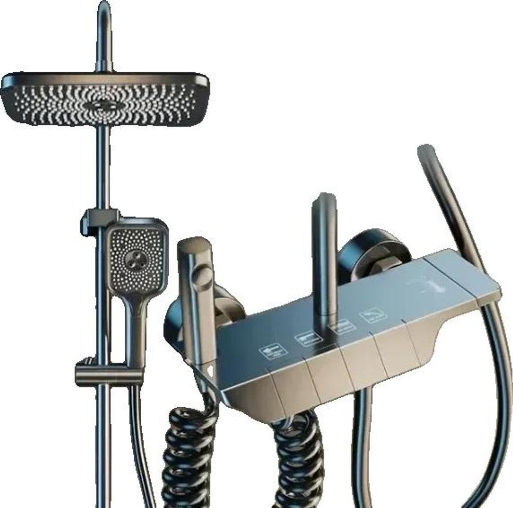 Duscharmatur Set, Digitale Anzeige, Hydro Power Technologie, Grau ohne Anzeige