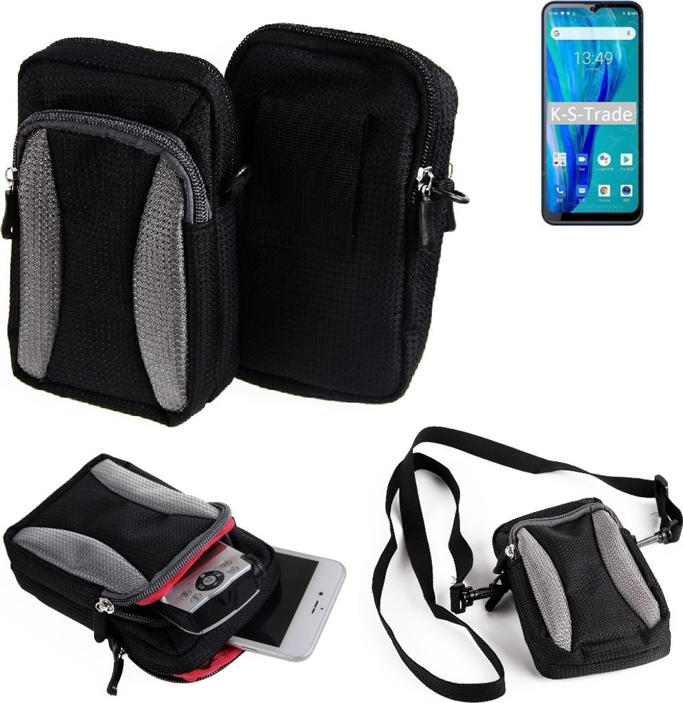 K-S-Trade Holster Schutz Hülle kompatibel mit Oukitel C23 Pro Handy Hülle Gürteltasche Umhängetasche mit Zusatzfach schwarz