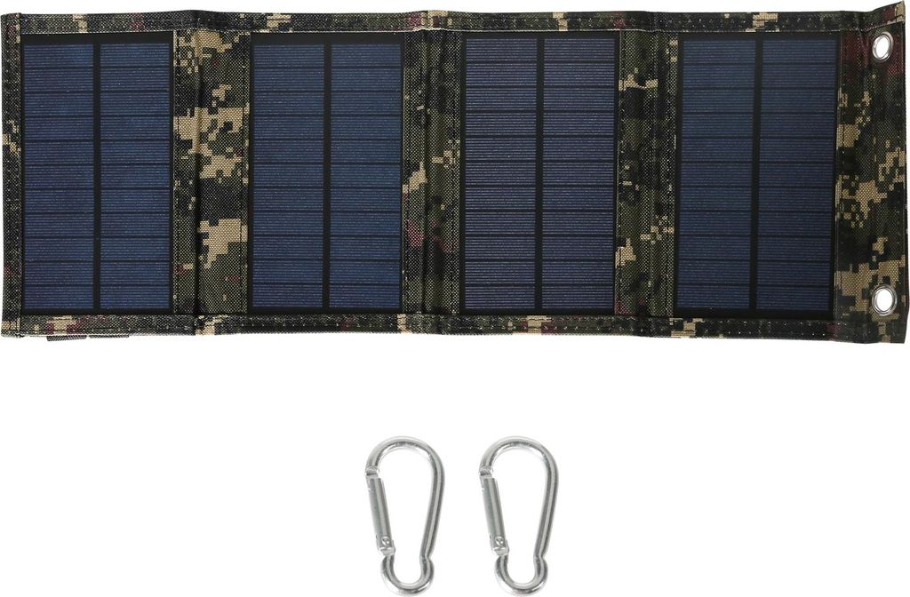 20W faltbares Solar-Ladegerät mit 5V USB-Anschluss, tragbares faltbares Solarpanel für Handy und Laptop, 4-fach faltbar, Camouflage