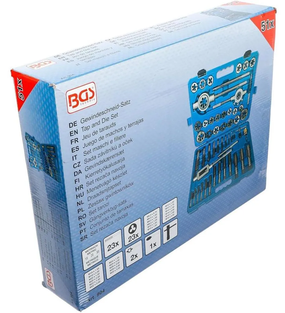 Jeu de tarauds M6-M30 51 pcs D-Work - Acier haute résistance professionnel - 6