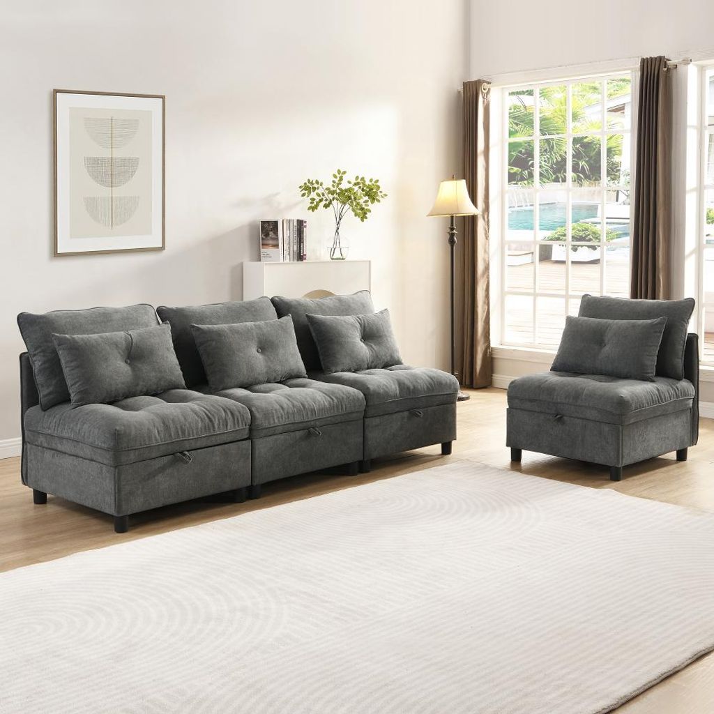 Modulares 4-Sitzer Sofa mit Stauraum unter allen Produktbild 