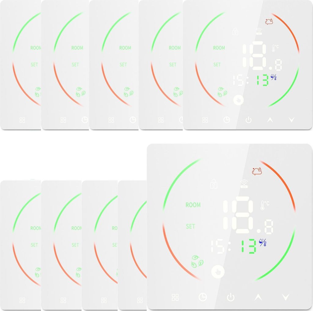 10x Smart Digitaler Thermostat Raumthermostat fuer 16A Elektroheizung Fussbodenheizung, Programmierbarer Temperaturregler LCD Wandthermostat, Weiss