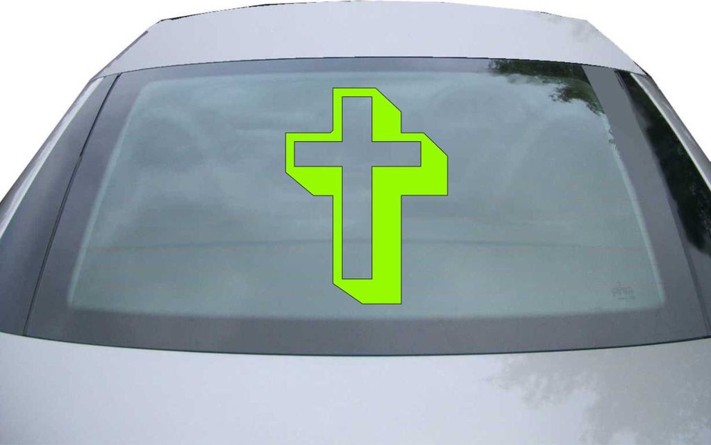 Indigos UG - Aufkleber Heckscheibe & Motorklappe DE2906 - neongrün - 600x450 mm - Kreuz - Auto Scheiben Fenster Heckklappe Tuning Racing JDM - Die...
