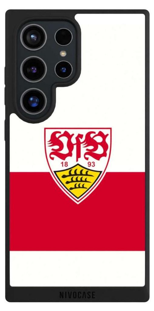 NIVOCASE Handyhülle für Samsung Galaxy S24 Ultra Hülle NIVOpure Case Schwarz Logo Offizielles Lizenzprodukt VfB Stuttgart