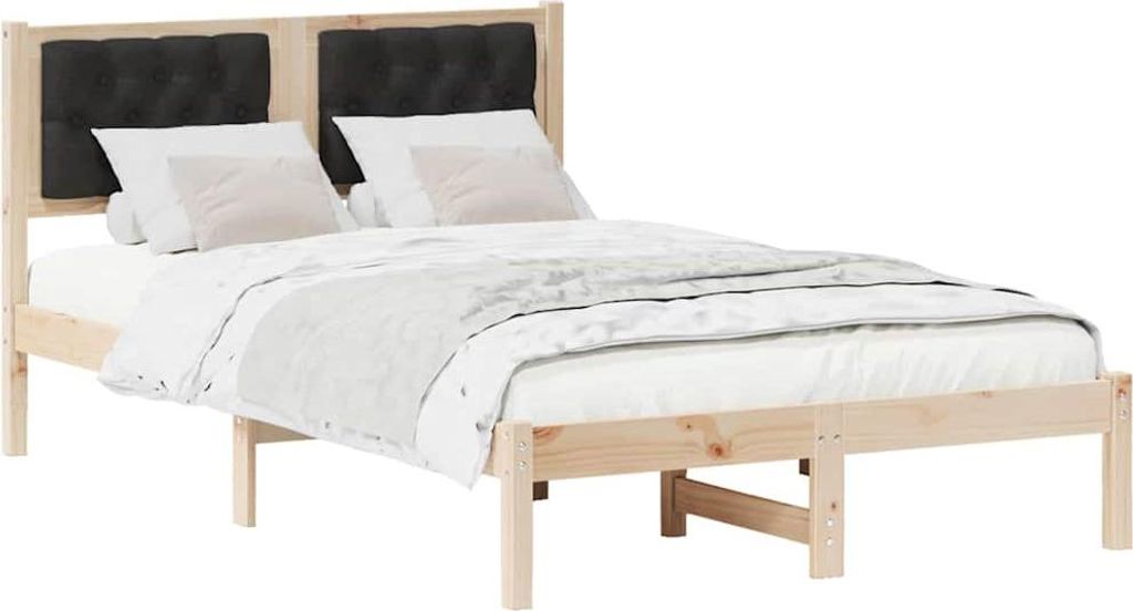 Bettrahmen Schwarz 120 x 190 cm Massives Kiefernholz