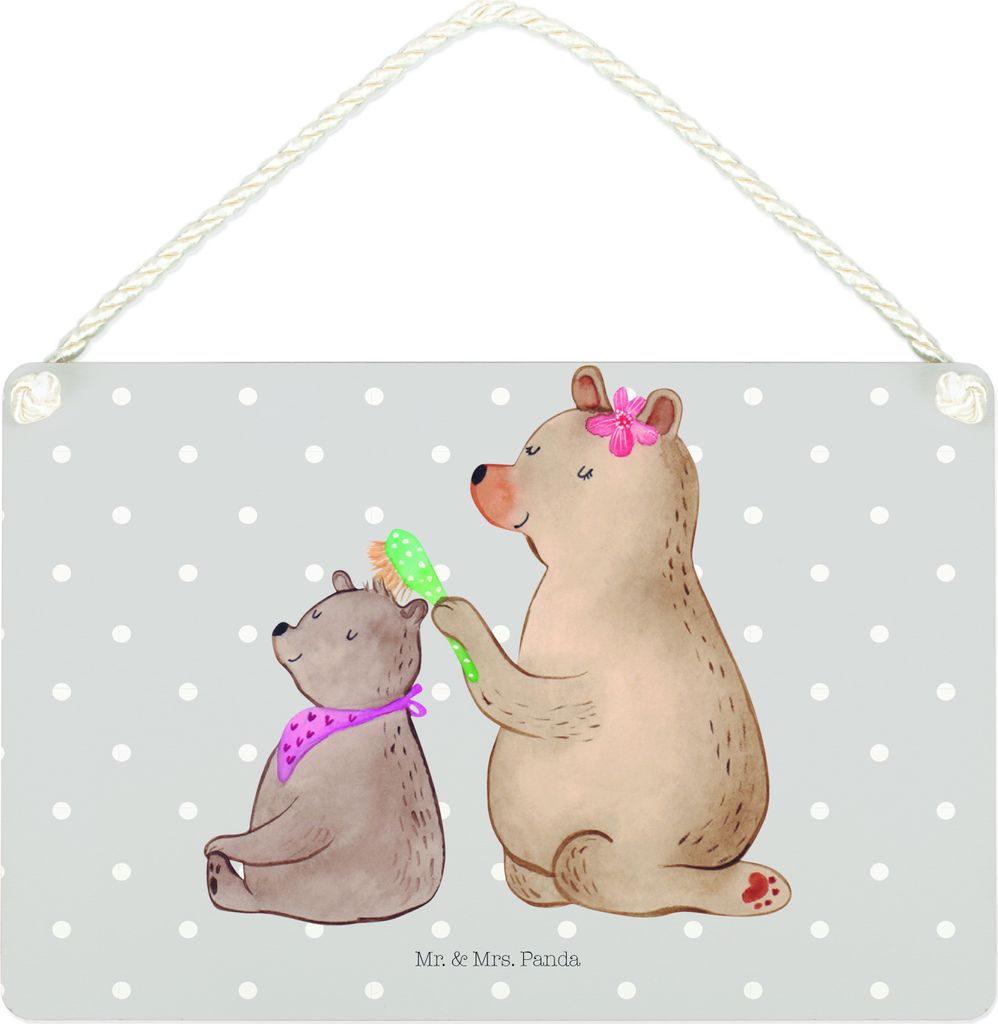 Mr. & Mrs. Panda Schild Bär Kind DIN A4 - Grau Pastell - Produktbild 