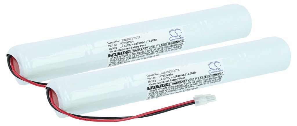 vhbw 2x Akku Ersatz für Schneider OVA58994 für Fluchtweg, Notfallbeleuchtung (4000 mAh, 4,8 V, NiCd)