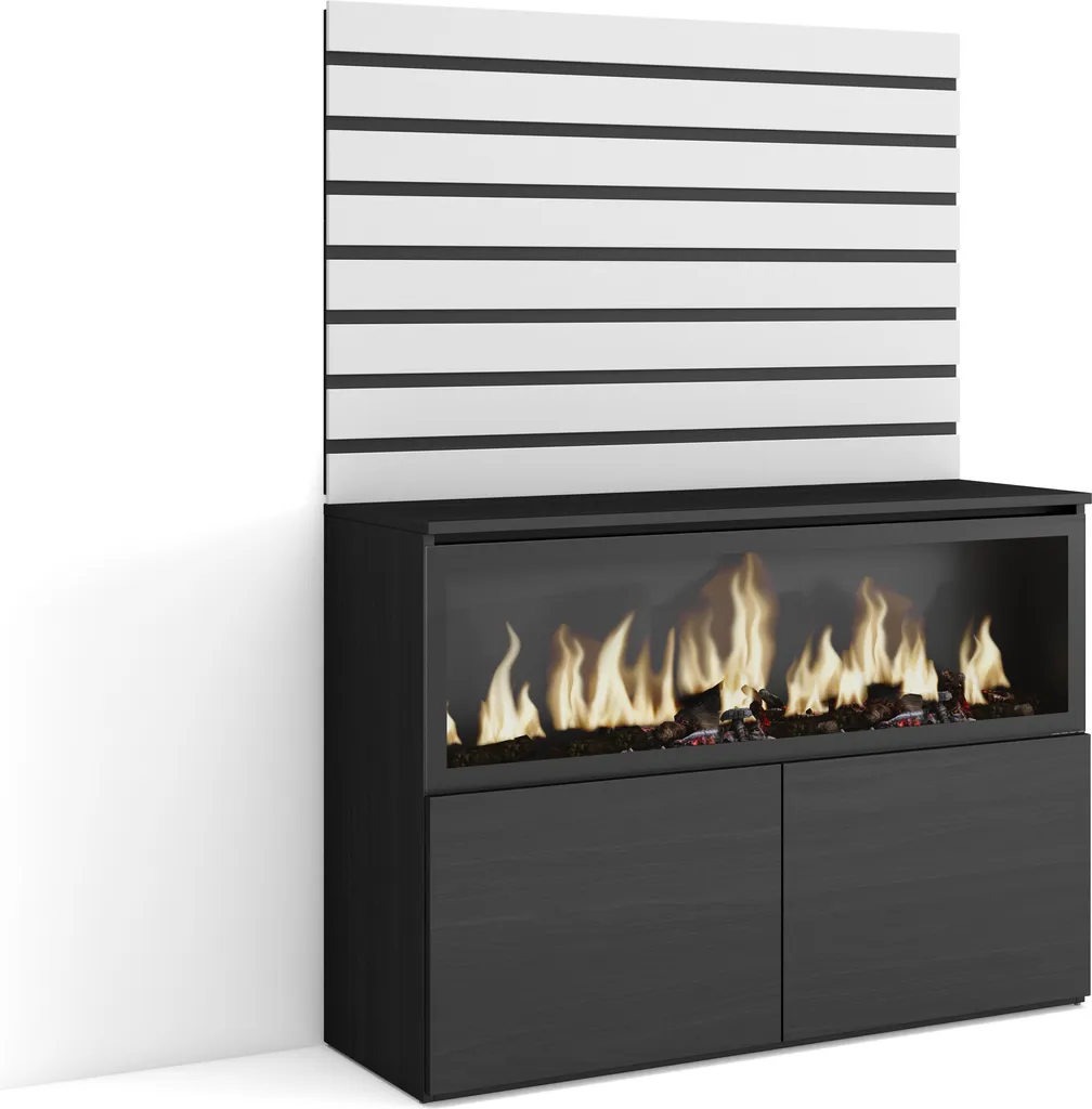 Bahut blanc de chambre à coucher COZY et cheminée électrique XXL