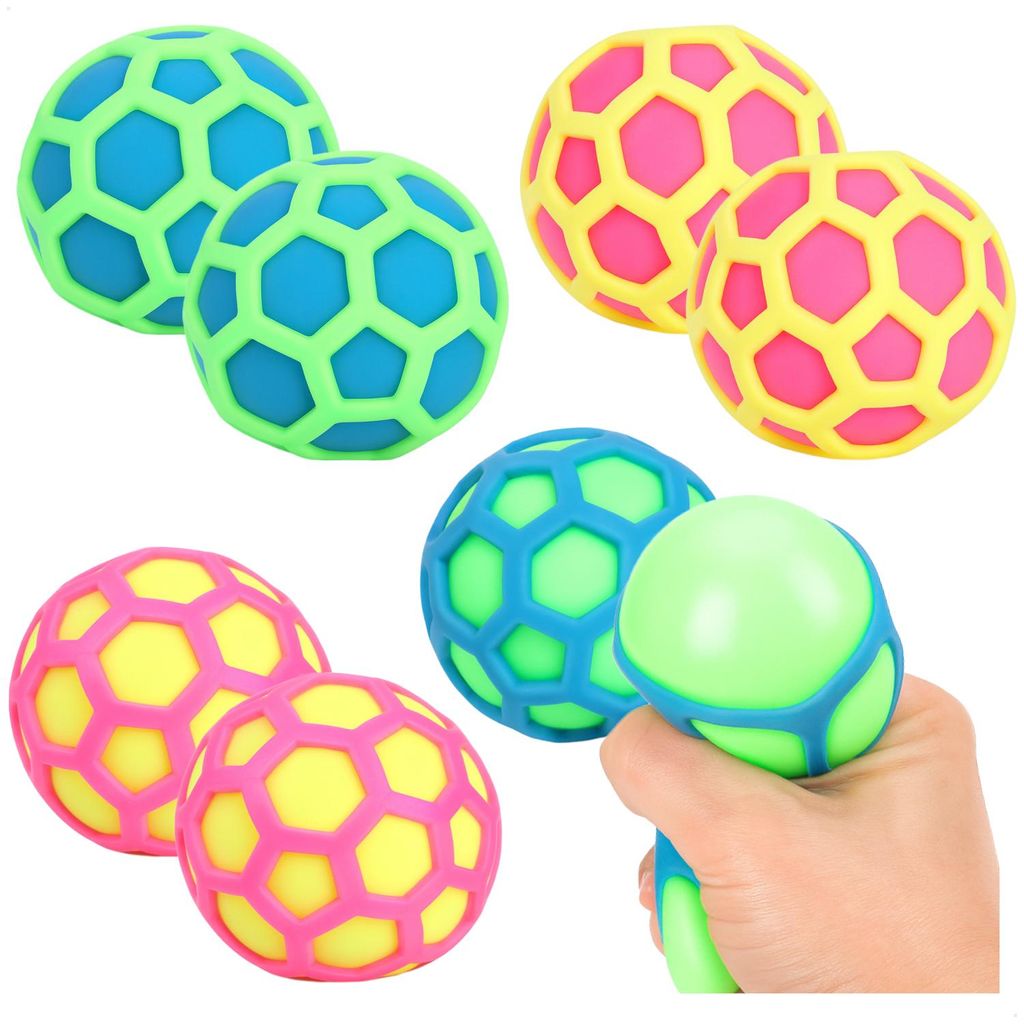 com-four® 8x Anti-Stress Quetschball - Netz Knautschball Produktbild 