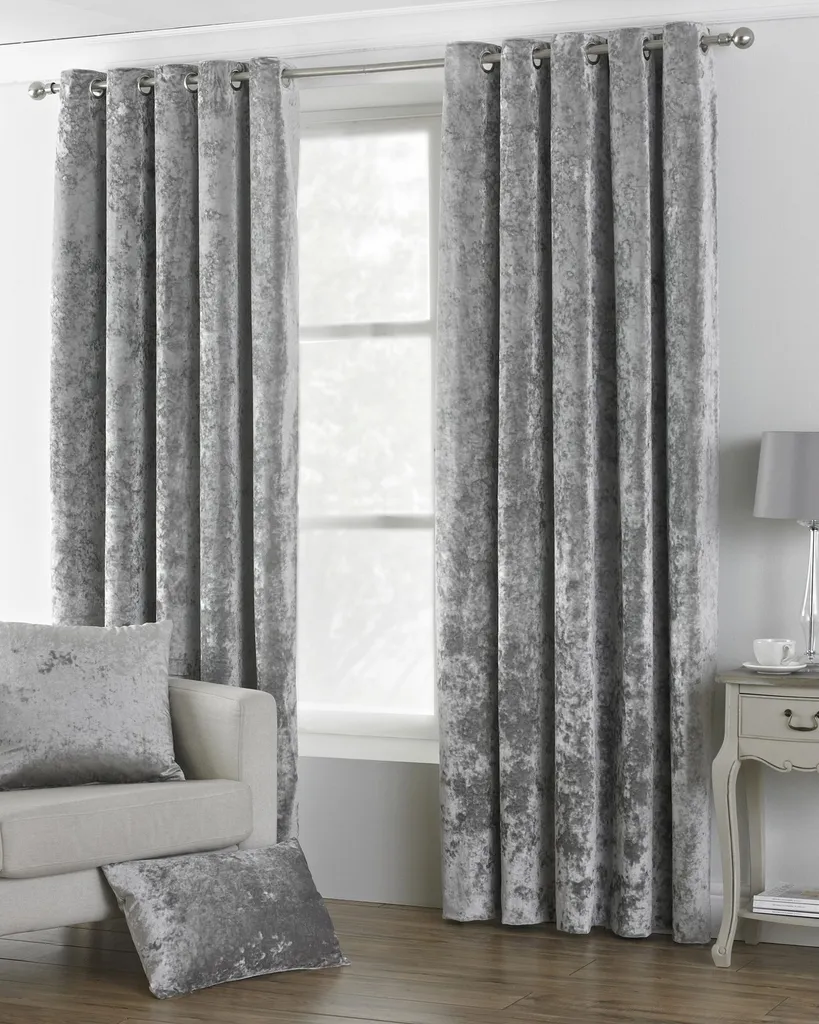 Rideaux de salon chic velours argent Verona 228x228cm pour chambre et séjour
