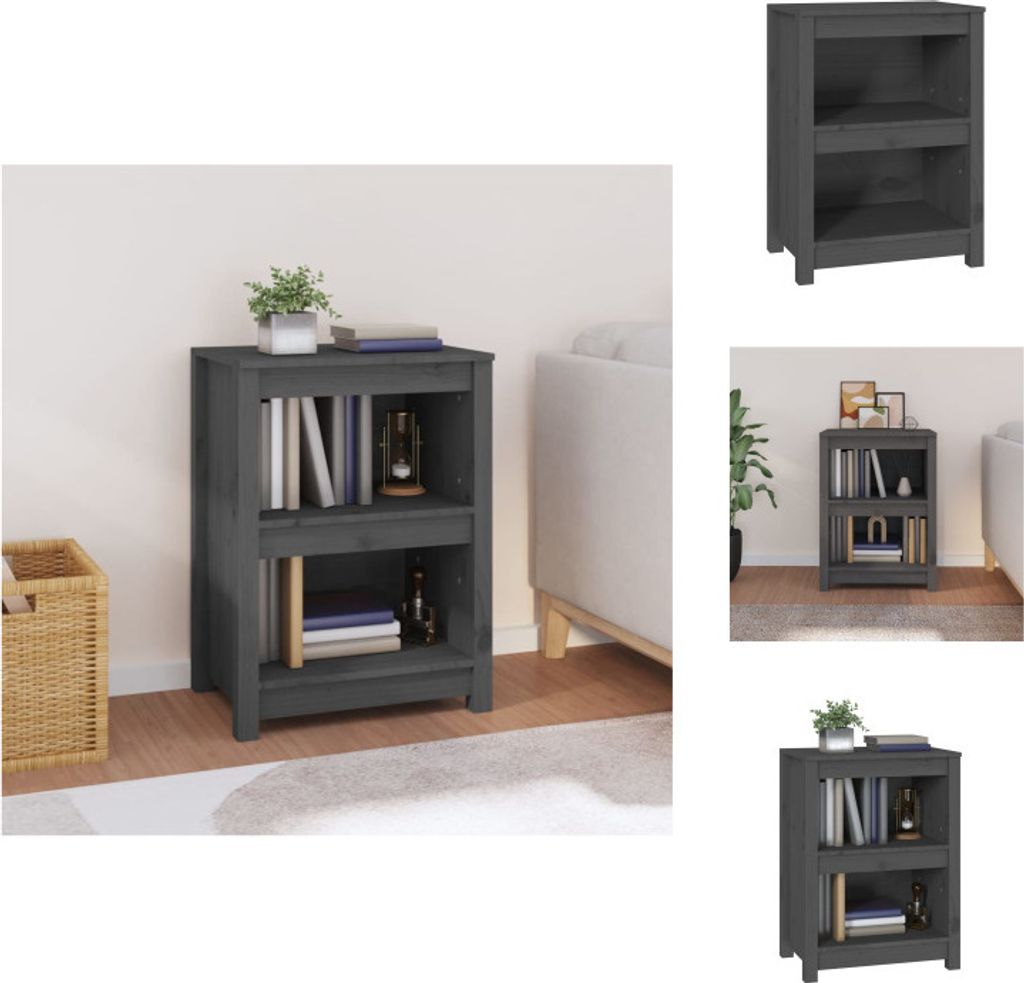 vidaXL Bücherregal Grau 50x35x68 cm Massivholz Kiefer - Bücherregale & Bücherschränke