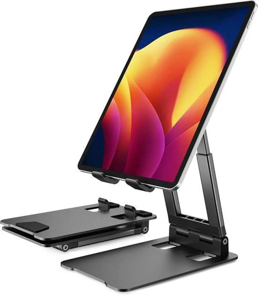 Support de bureau universel noir en métal pour iPad et tablettes Pro