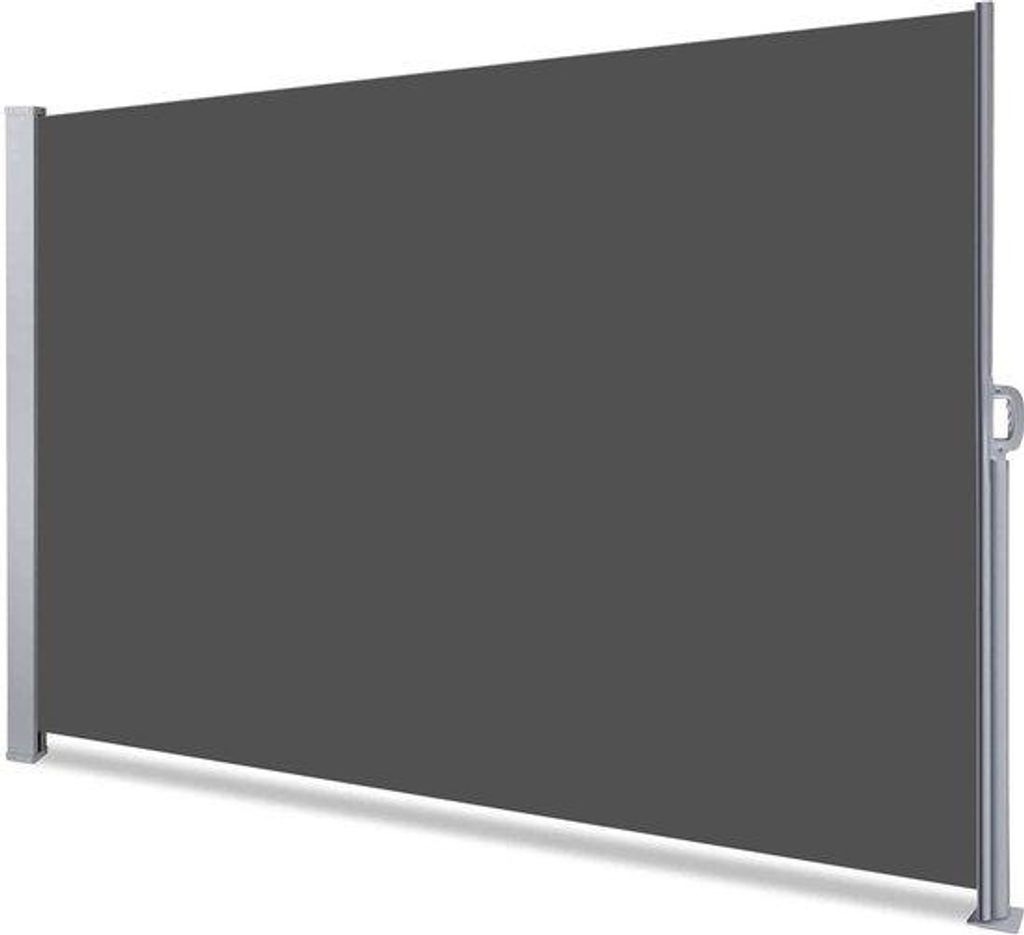 Einziehbares Balkonrollo - Schutzvorhang, Windschutz, Wasserfest, Sonnenschutz - 140 x 300 cm, grau