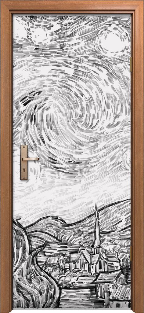 Türposter 80x200 cm Türaufkleber Türtapete Türfolie Klebefolie Die sternenklare Nachtzeichnung Nacht