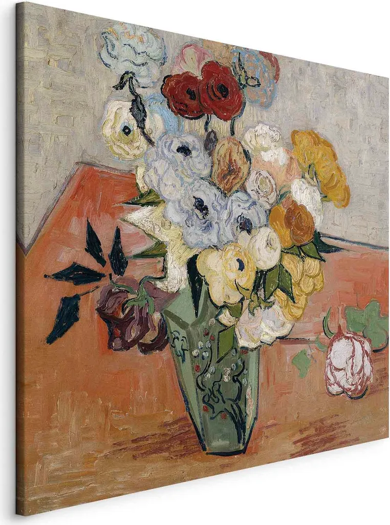 Riproduzione Van Gogh Natura Morta con Vaso Giapponese 80x80 - Tela Premium