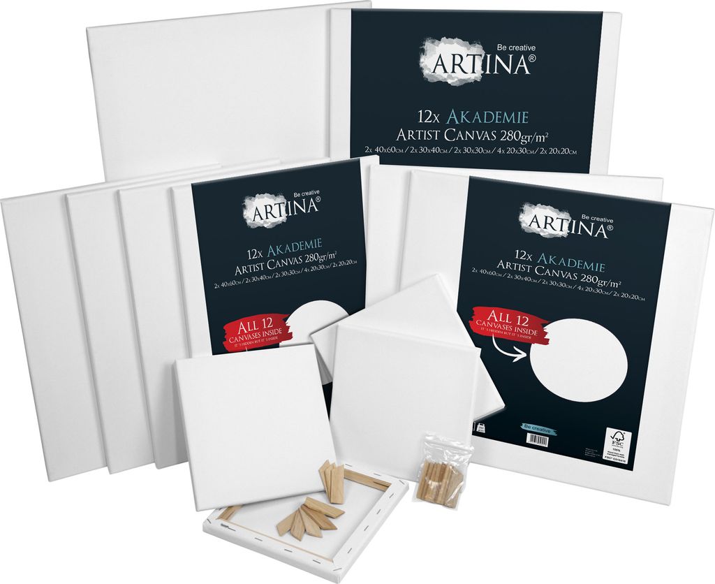 12er Set Artina Akademie Keilrahmen Leinwand Produktbild 1