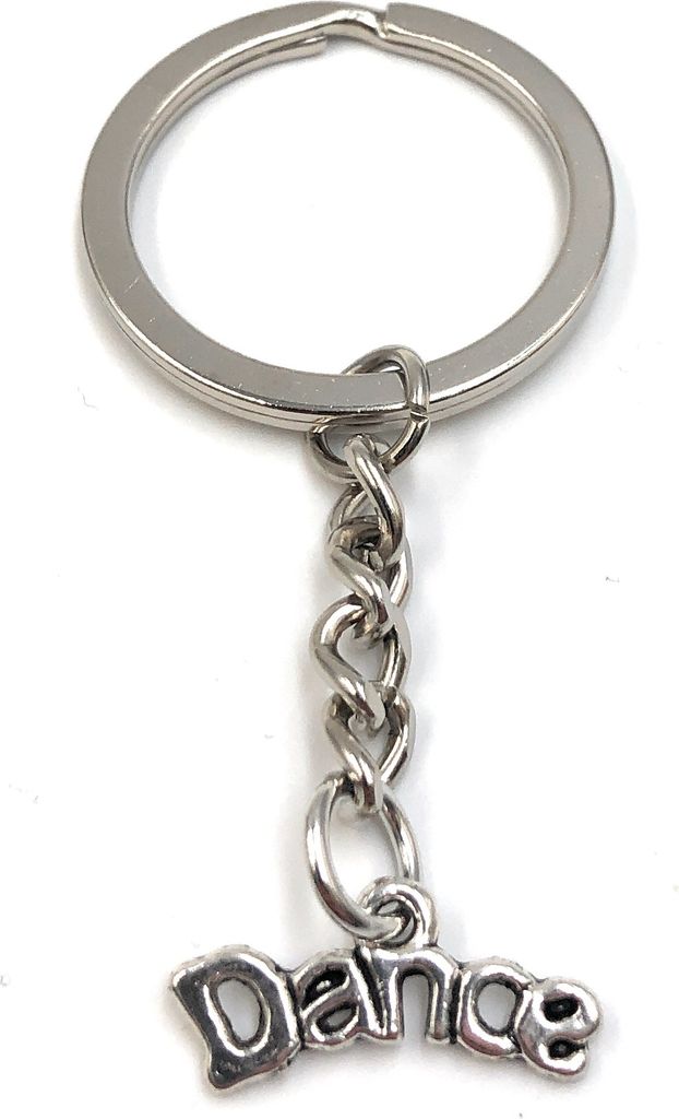 Onwomania Schlüsselanhänger Dance Abzeichen Schrift Buchstaben silber Metall Anhänger Charm