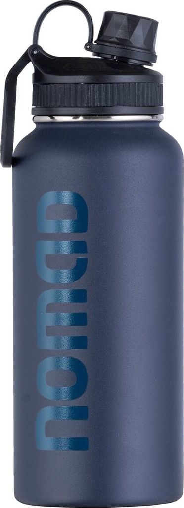 NOMAD Trinkflasche 1 Liter | Thermoskanne aus Edelstahl | Dunkelblau | Doppelter Schraubverschluss und Aufhängehaken | Isolierte Wasserflasche