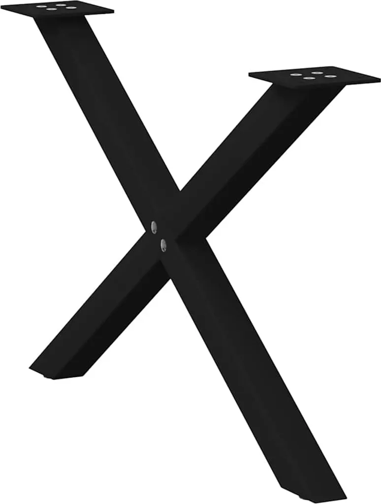 Gambe Tavolino a X in Acciaio Nero 70x43cm - Set 2 Pezzi Industrial