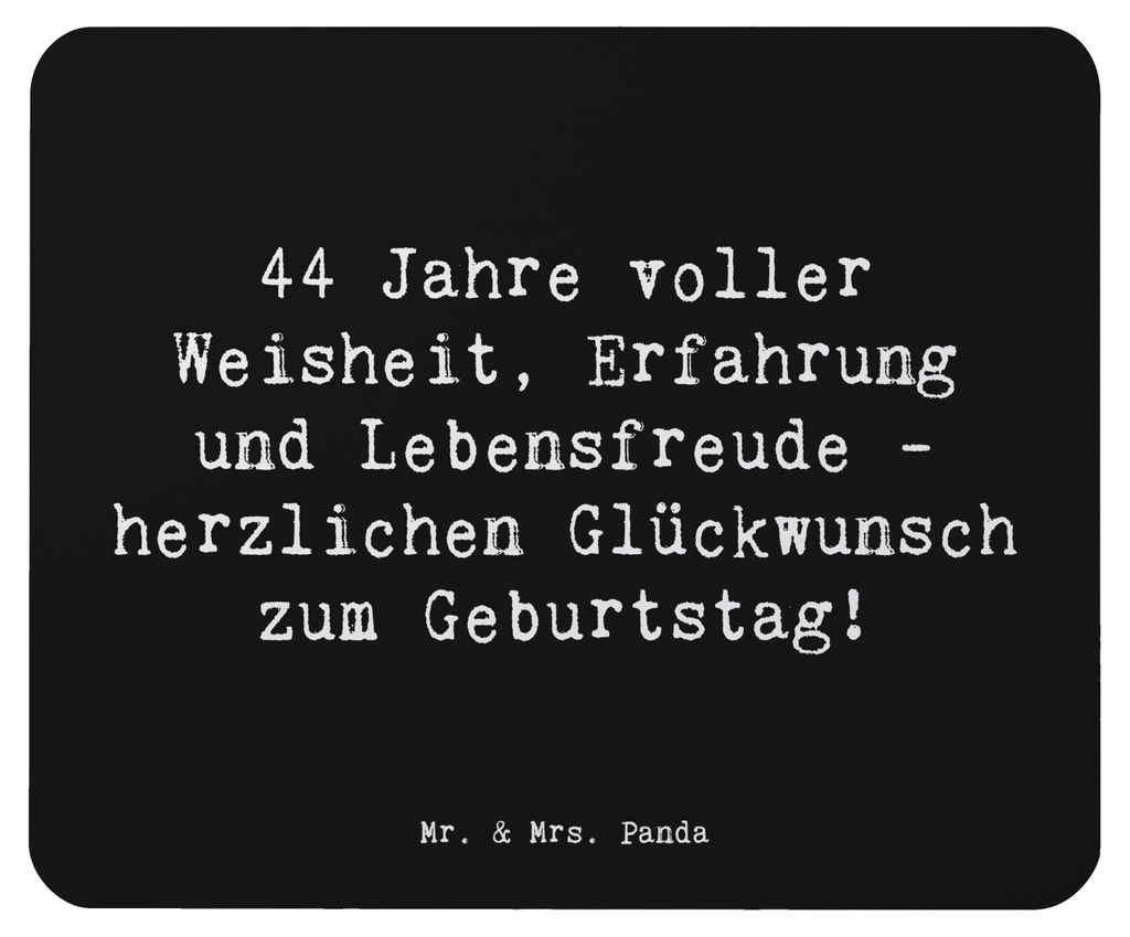 Mr. & Mrs. Panda Mousepad Spruch 44. Geburtstag - Schwarz - Geschenk, Geschenke, Zuneigung, Geburtstagsspruch, laptop, Mauspad, Happy Birthday, Alt...