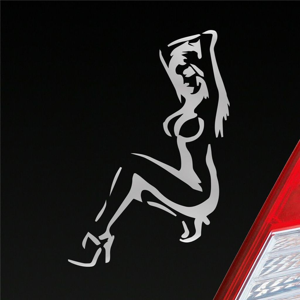 Auto Aufkleber Sexy Girl Pin up Go Go Tuning Motorrad 12x8 cm Silber Sticker Heckscheibenaufkleber