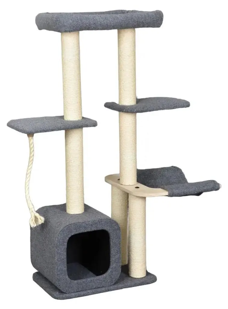 Arbre à chat avec griffoir intégré Candy, griffoir gris en sisal
