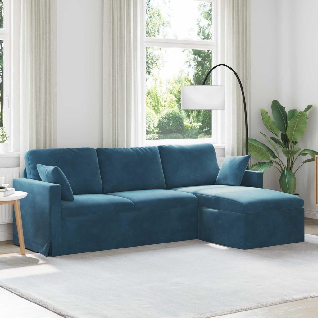 "WINTER SALE"Sofa Couch 2/3 Personen - CLORIS - Wohnzimmer Sofa - Couchgarnitur/Sitzmöbel - Blau Gesamtabmessungen: 228x134x80cm (BxTxH) Samt - Kl...
