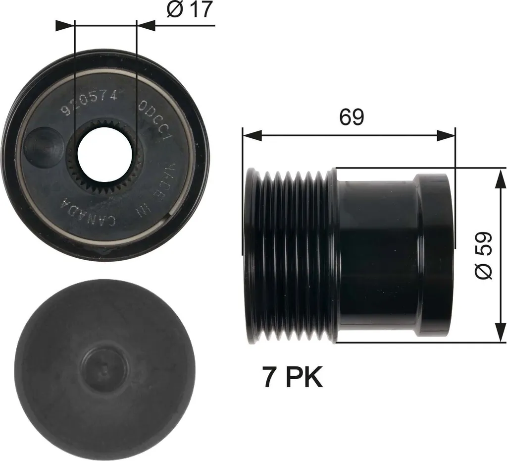 Poulie débrayable d'alternateur GATES OAP7069 compatible Ford Transit