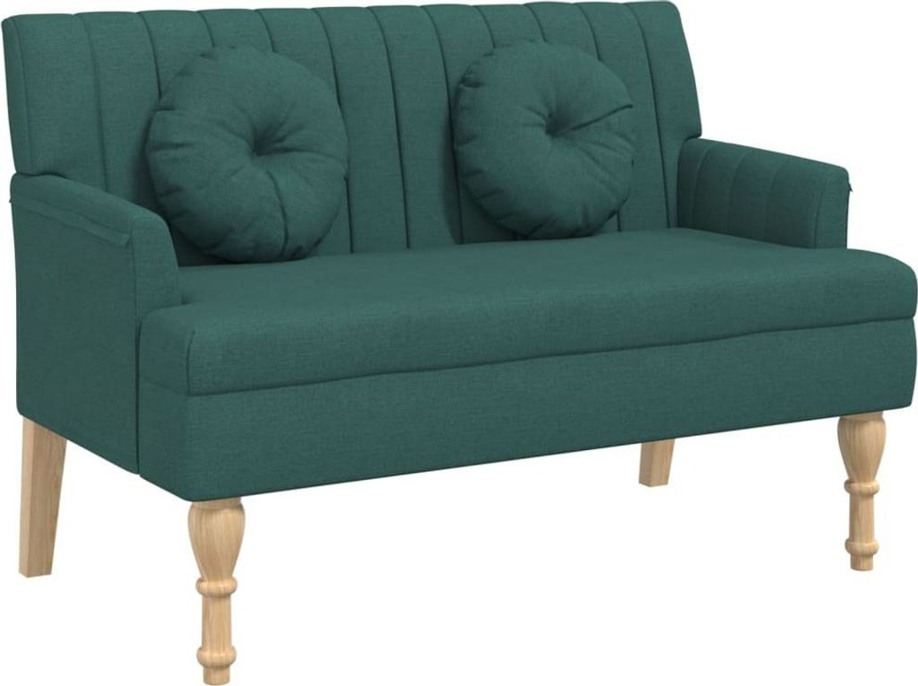Sitzbank mit Kissen Dunkelgrün 113x64,5x75,5 cm Stoff