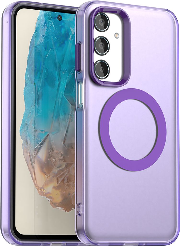 Magnetisch Hülle für Samsung Galaxy M35 5G, Schlank Durchscheinend Matt Stoßfest Handyhülle Lila