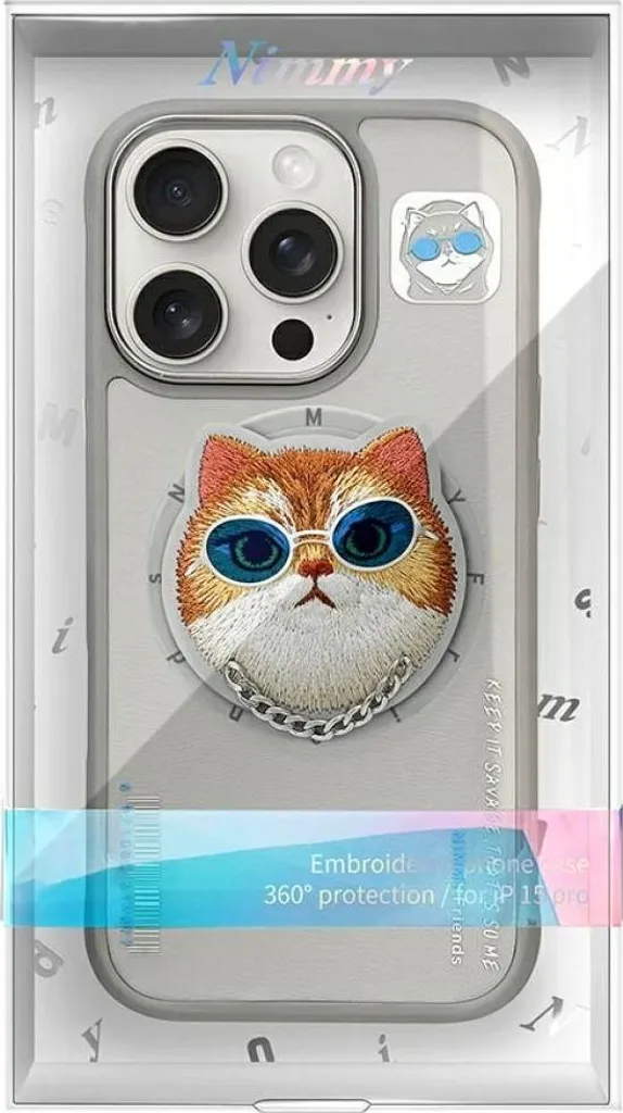 Etui Nimmy Glasses Cool Cat Magsafe Do Iphone 16 Pro Szary - 10