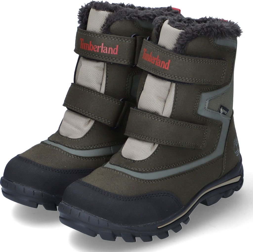 Timberland Jungen Klettstiefeletten Grün Gr. 35 wasserfest GORE-TEX mit herausnehmbarer Decksohle